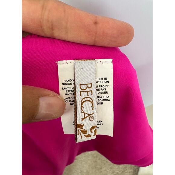 BECCA by Rebecca Virtue Hot Pink Ribbed High Waisted Bikini Set Size S - Picture 4 of 5